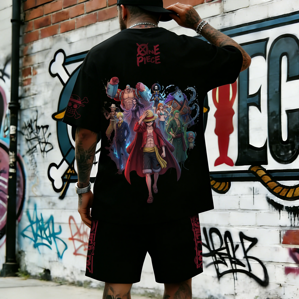 Unisex Anime Inspired Vintage T-shirt& Shorts 2 Pieces Set