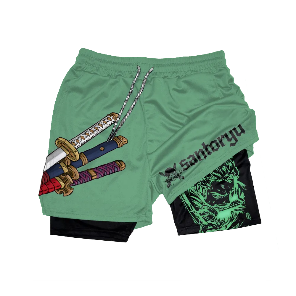 0P-Santoryu Anime Gym Performance Shorts