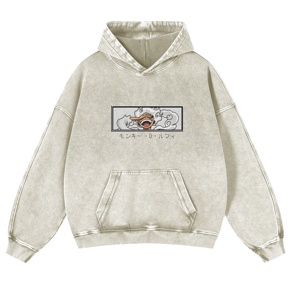 OP-Vintage Washed Luffy Hoodie