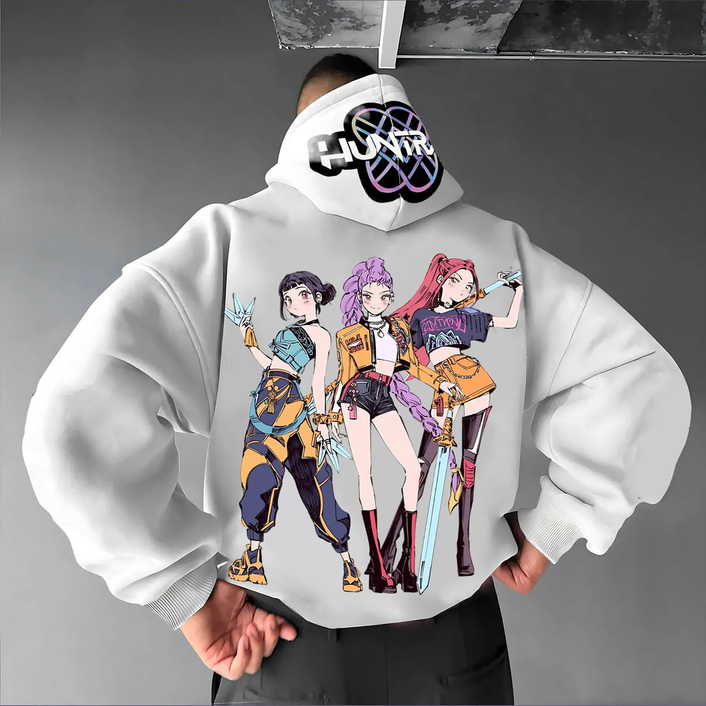 Plus Velvet Unisex Anime Graphic Streetwear Vintage Hoodie
