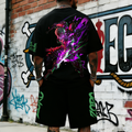 OP-Unisex Anime Inspired Vintage T-shirt& Shorts 2 Pieces Set