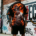 OP-Unisex Anime Inspired Vintage T-shirt& Shorts 2 Pieces Set