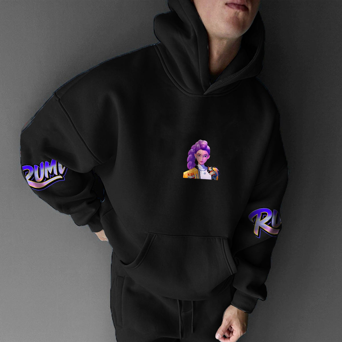 Plus Velvet Unisex Anime Graphic Streetwear Vintage Hoodie