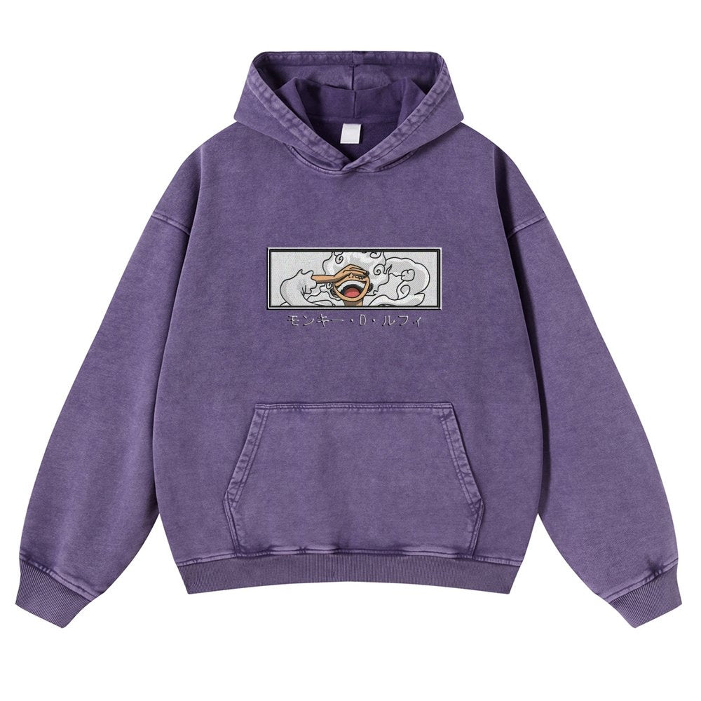 OP-Vintage Washed Luffy Hoodie