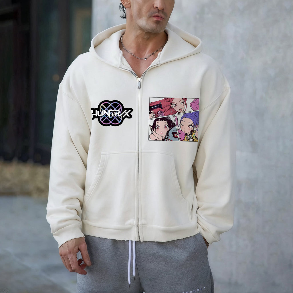 Unisex Graphic Streetwear Vintage Zipper Cardigan Plush Hoodie
