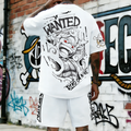 OP-Unisex Anime Inspired Vintage T-shirt& Shorts 2 Pieces Set