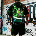 OP-Unisex Anime Inspired Vintage T-shirt& Shorts 2 Pieces Set