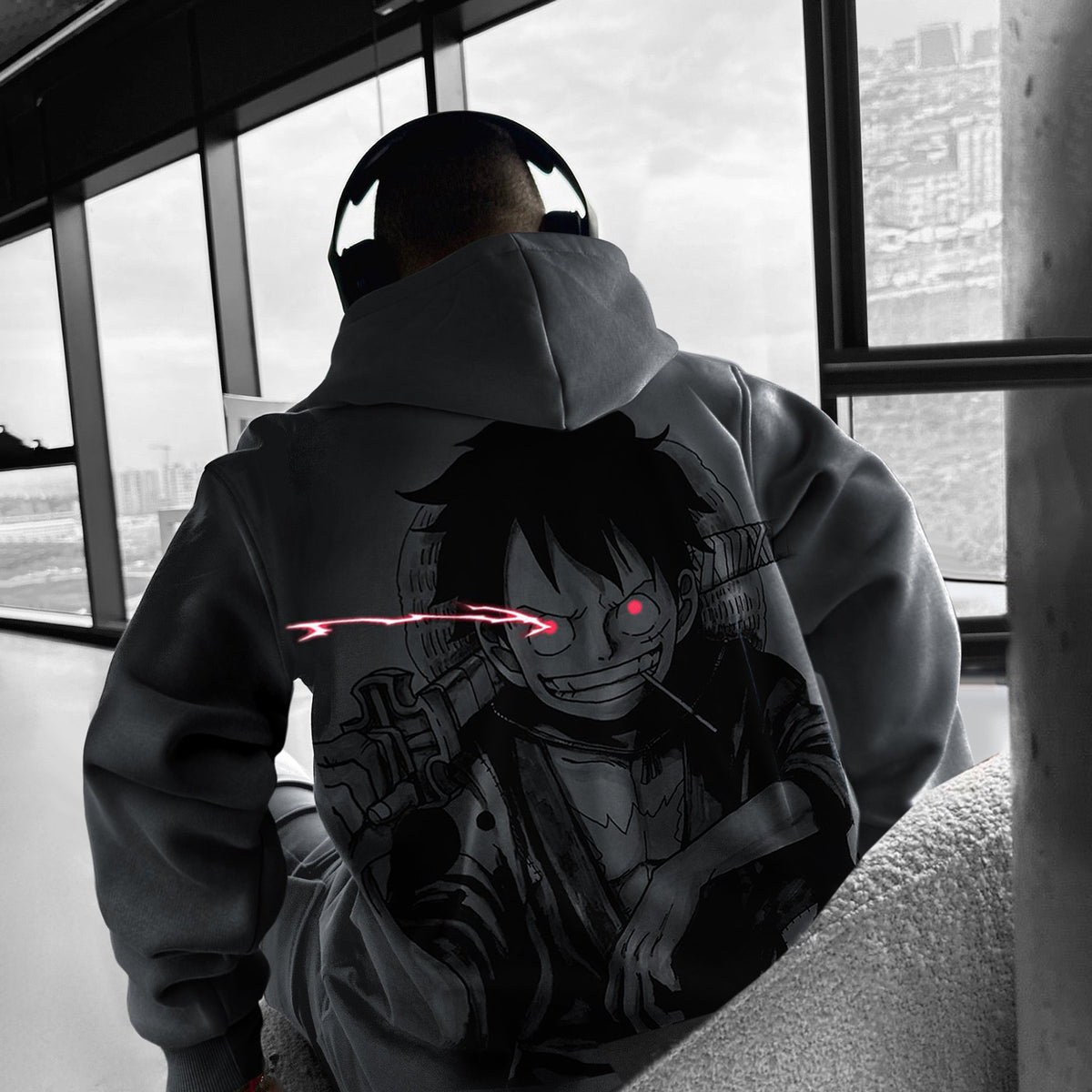 OP-Unisex Oversized Anime Print Hoodie