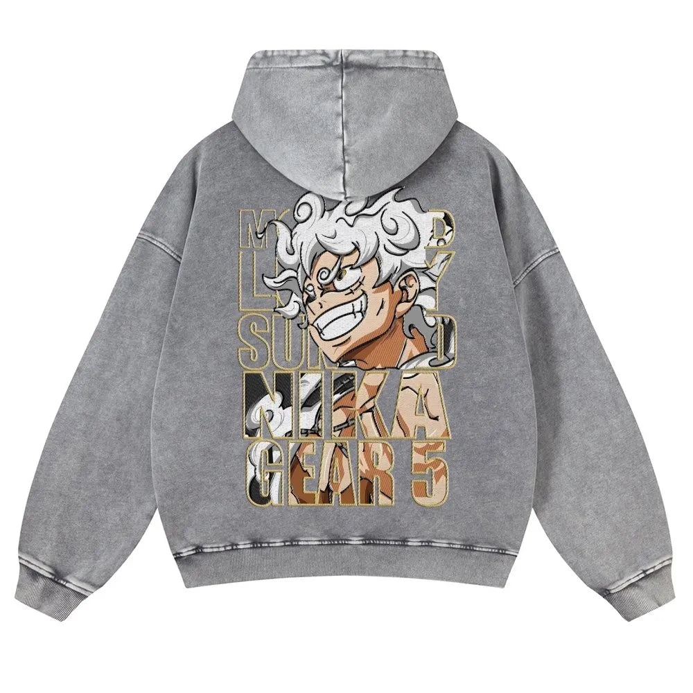 OP-Vintage Washed Luffy Hoodie
