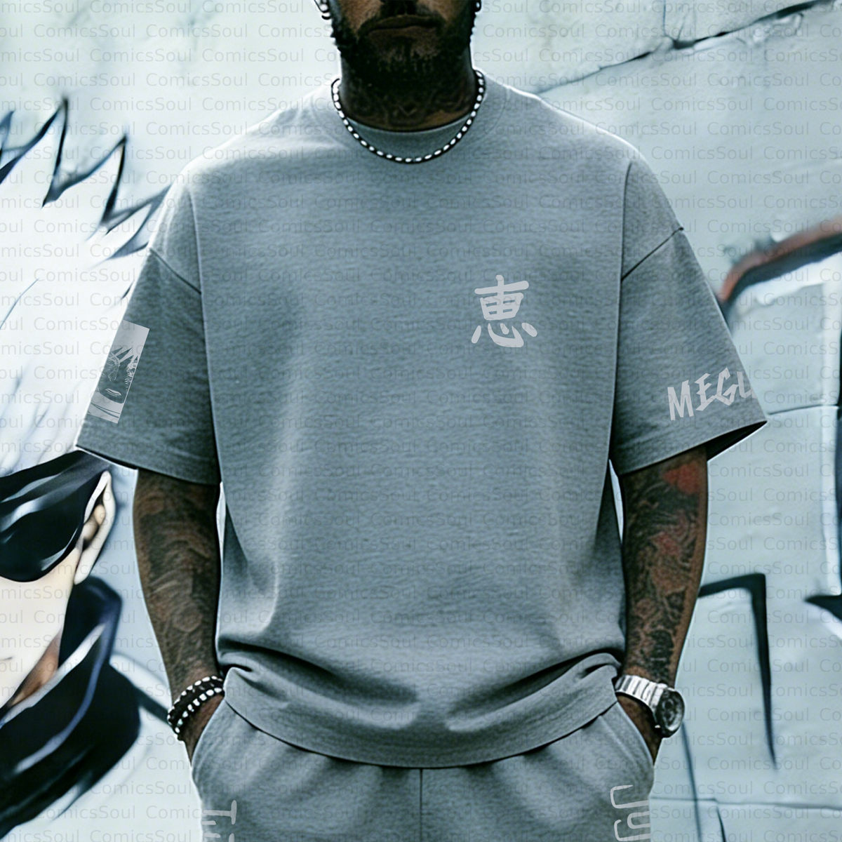 Unisex Anime Inspired Vintage T-shirt& Shorts 2 Pieces Set