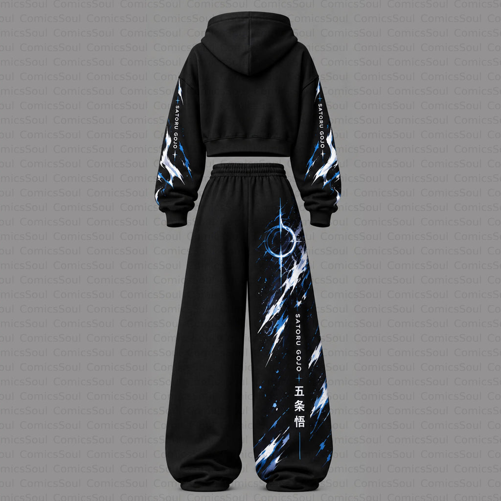 Jujutsu Kaisen Cropped Long Sleeve Hoodie & High Waist Jogger Pants Two Piece