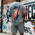 OP-Unisex Anime Inspired Vintage T-shirt& Shorts 2 Pieces Set
