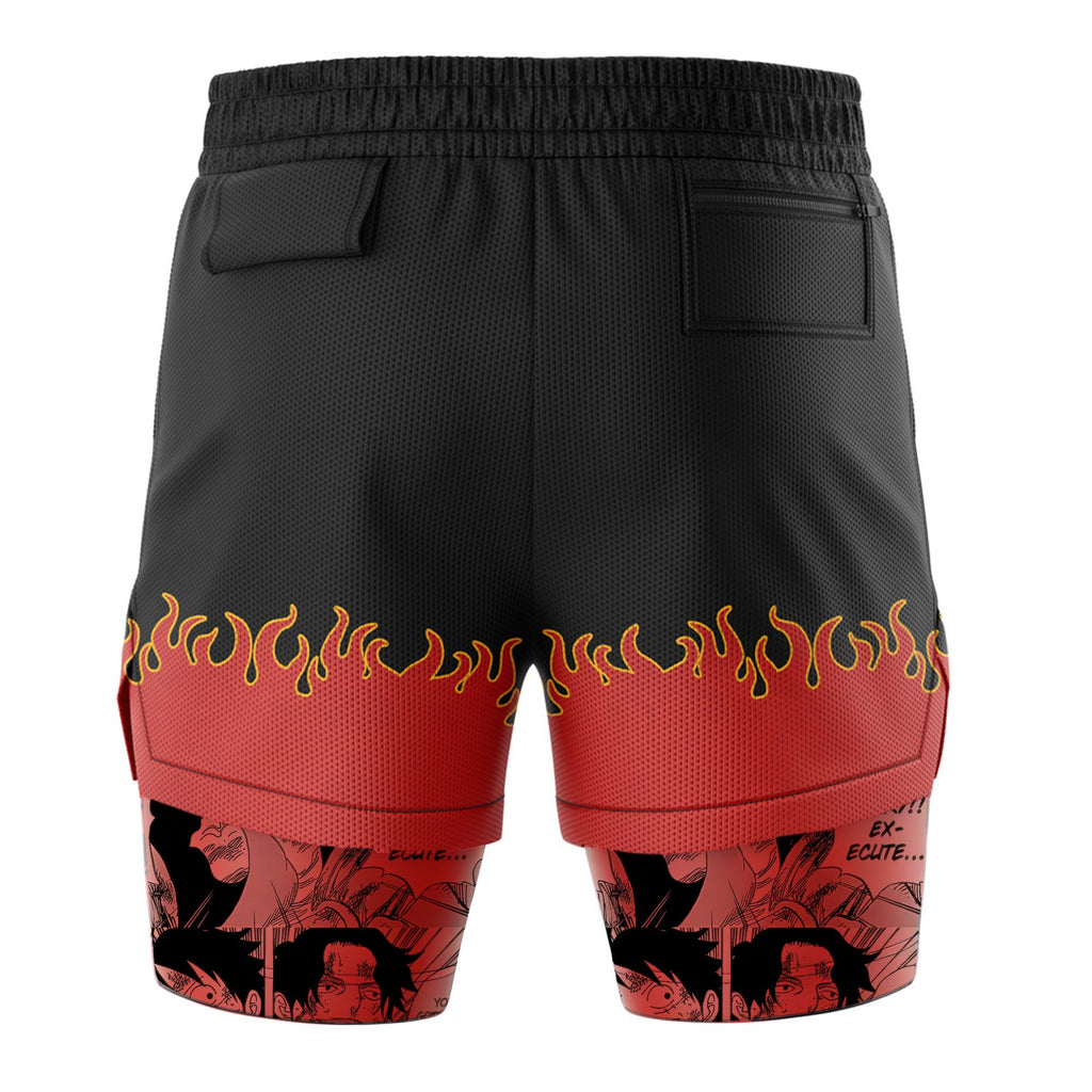 0P-Portgas D. Ace V2   2-in-1 Performance Shorts