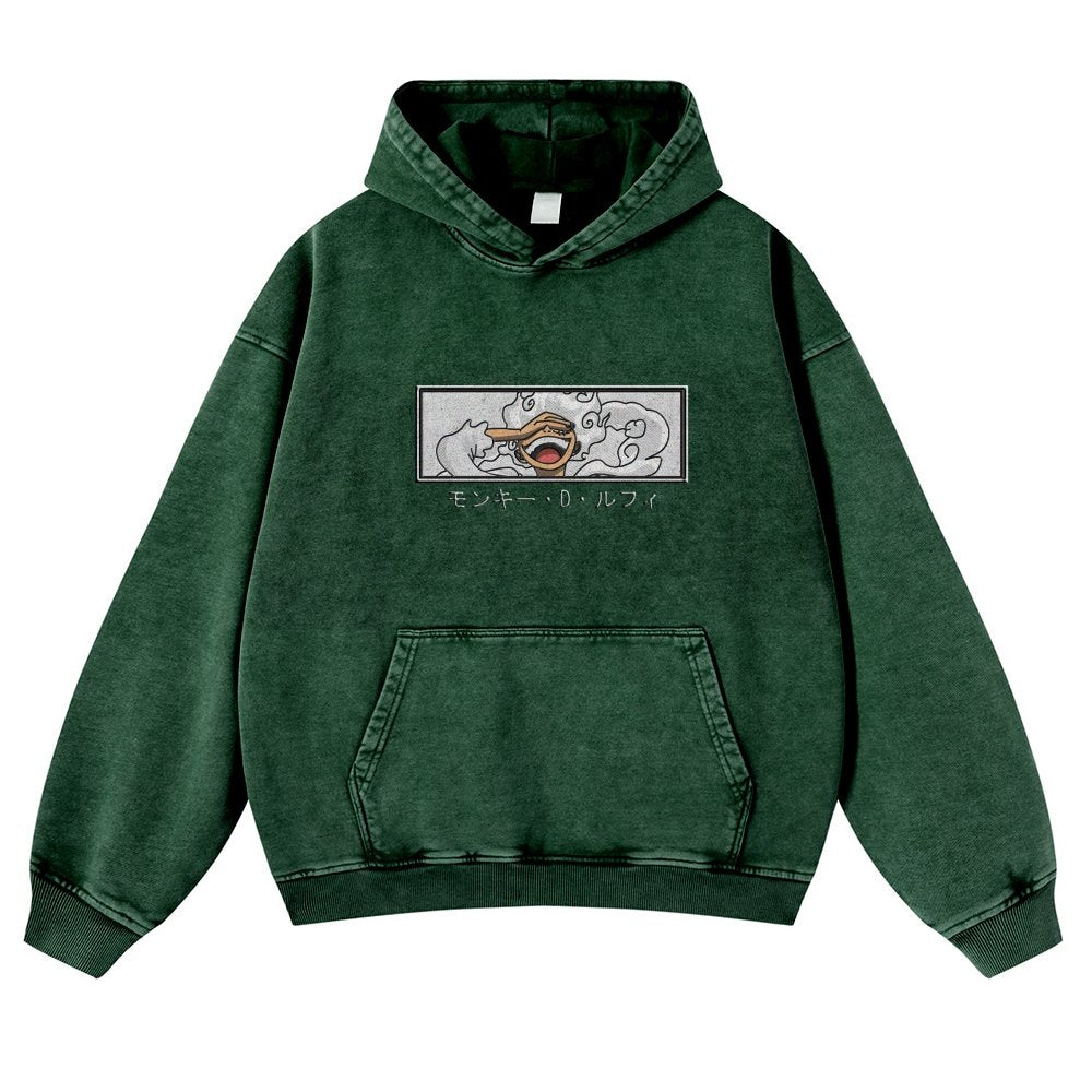 OP-Vintage Washed Luffy Hoodie