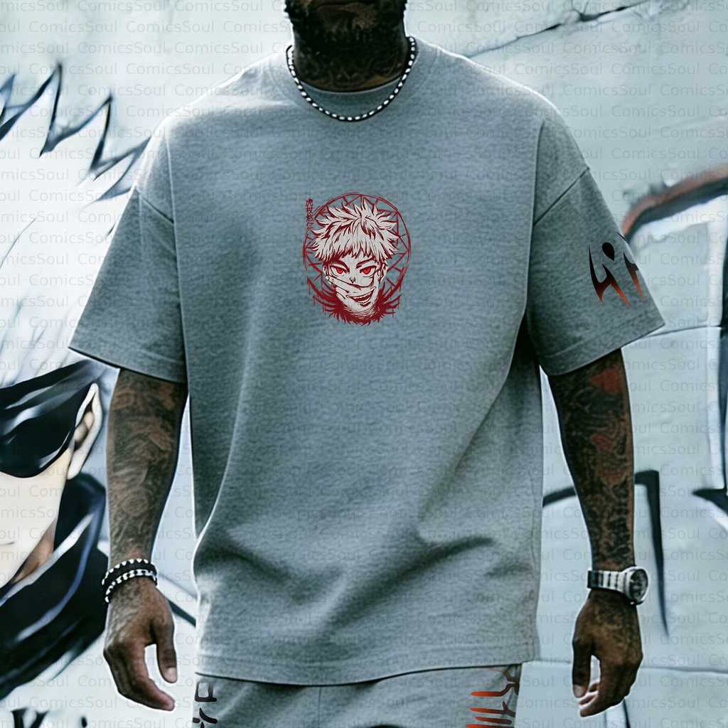 Unisex Anime Inspired Vintage T-shirt& Shorts 2 Pieces Set