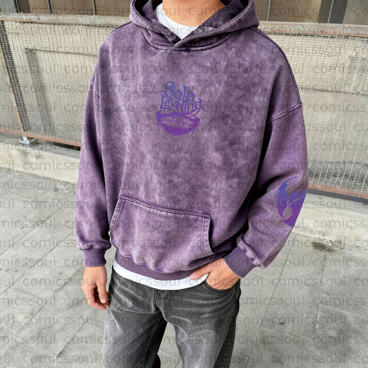 Unisex  Anime Graphic Water wash Streetwear Vintage Hoodie