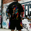 OP-Unisex Anime Inspired Vintage T-shirt& Shorts 2 Pieces Set