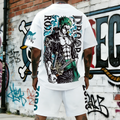 OP-Unisex Anime Inspired Vintage T-shirt& Shorts 2 Pieces Set
