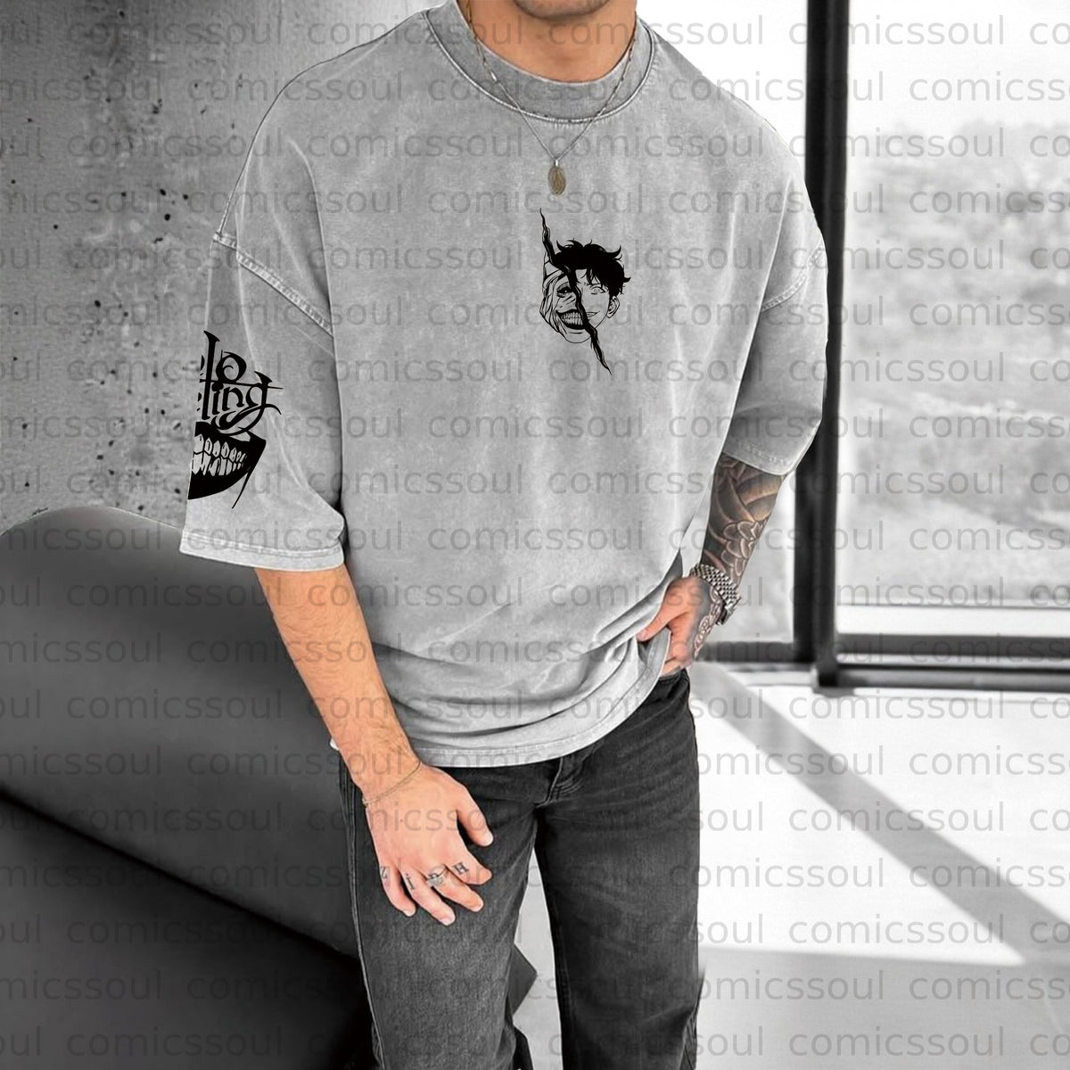 Unisex Anime Inspired Vintage Washed T-Shirt