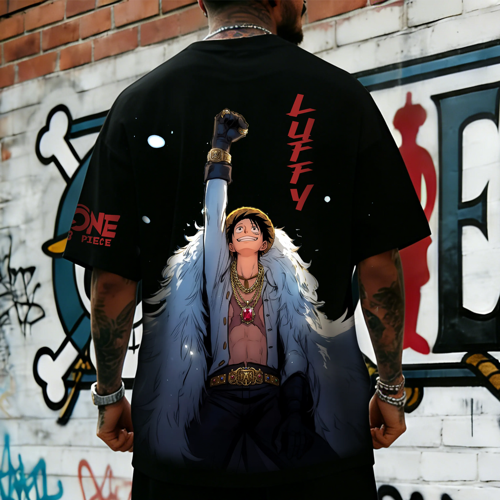 OP-Unisex Anime Inspired Vintage T-shirt& Shorts 2 Pieces Set
