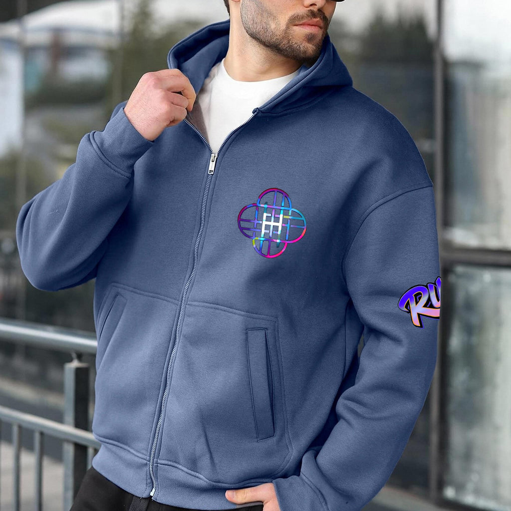 Unisex Graphic Streetwear Vintage Zipper Cardigan Plush Hoodie