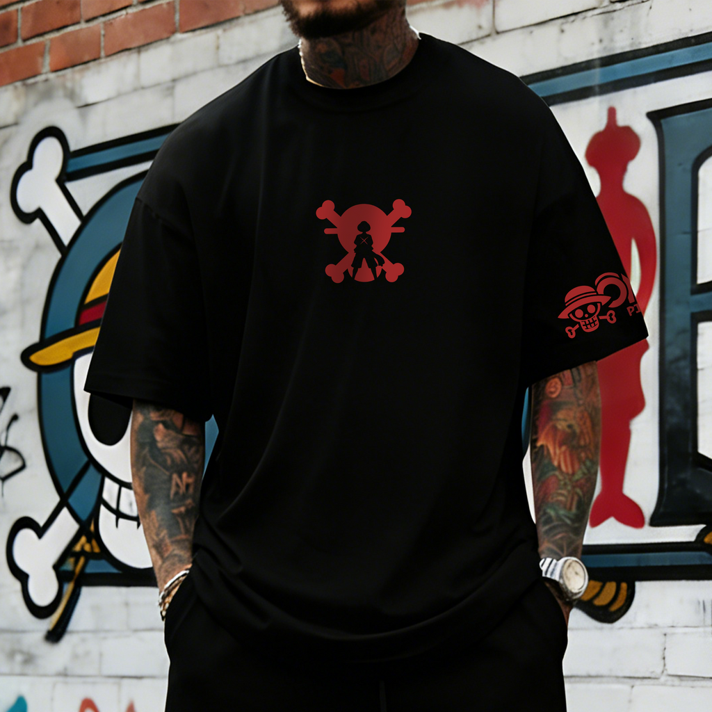 OP-Unisex Anime Inspired Vintage T-shirt& Shorts 2 Pieces Set