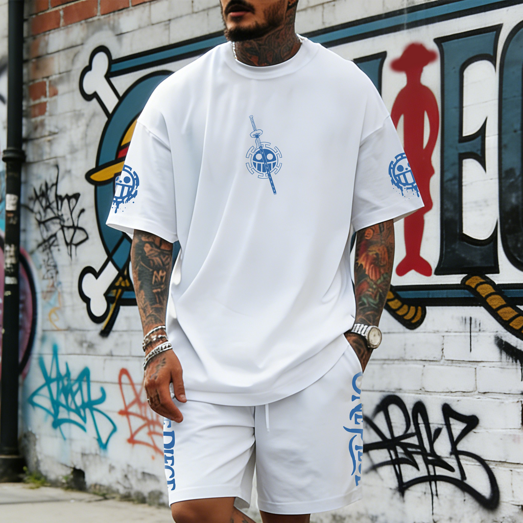 Unisex Anime Inspired Vintage T-shirt& Shorts 2 Pieces Set