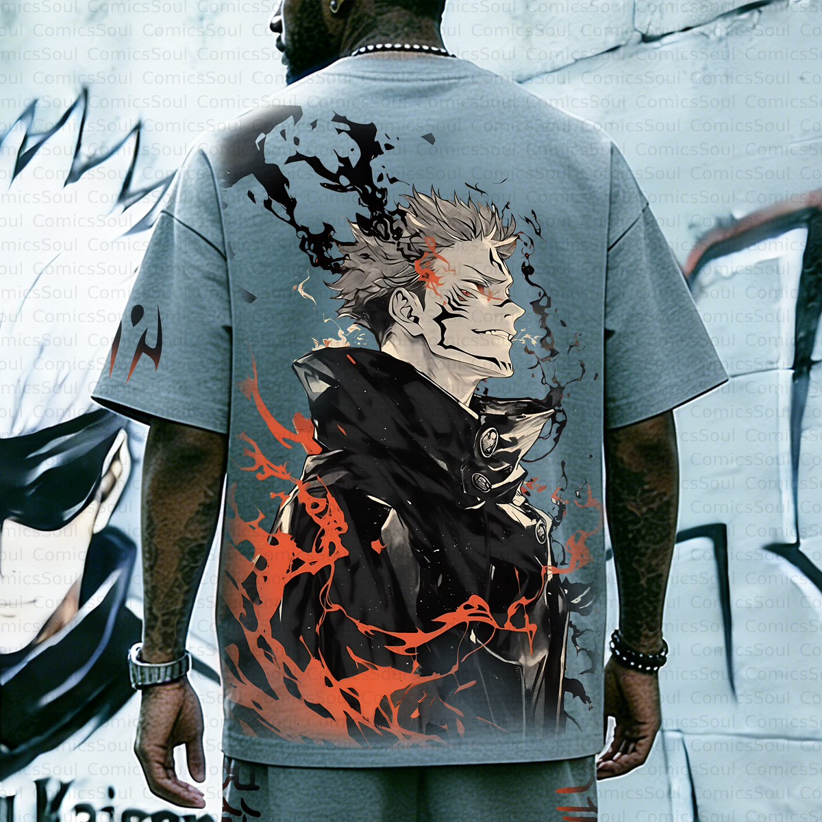 Unisex Anime Inspired Vintage T-shirt& Shorts 2 Pieces Set