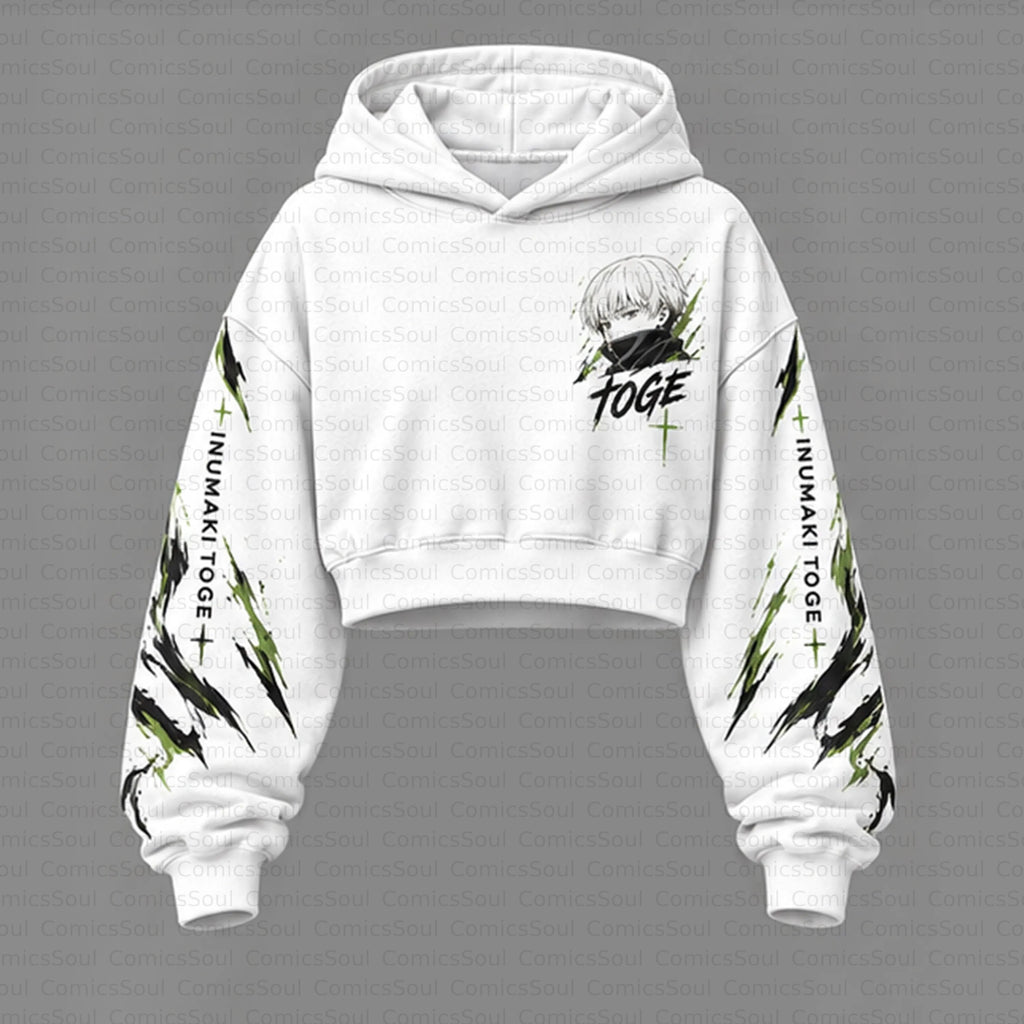 Jujutsu Kaisen Cropped Long Sleeve Hoodie & High Waist Jogger Pants Two Piece