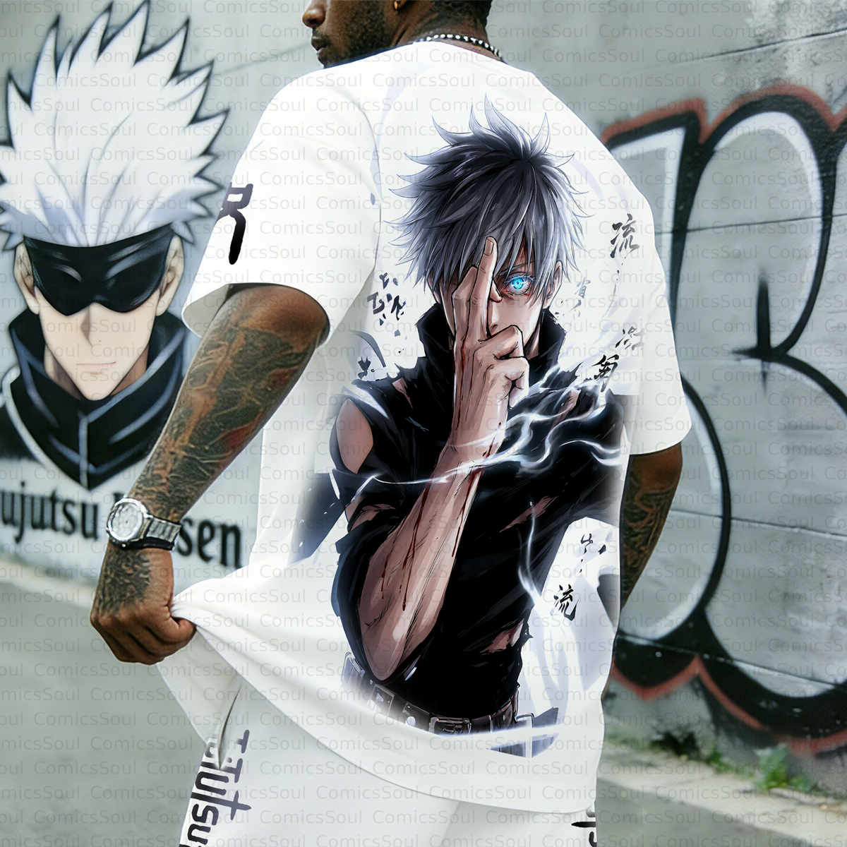 Unisex Anime Inspired Vintage T-shirt& Shorts 2 Pieces Set