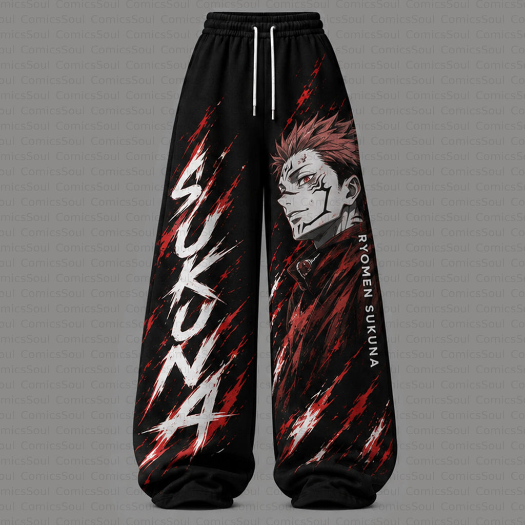 Jujutsu Kaisen Cropped Long Sleeve Hoodie & High Waist Jogger Pants Two Piece