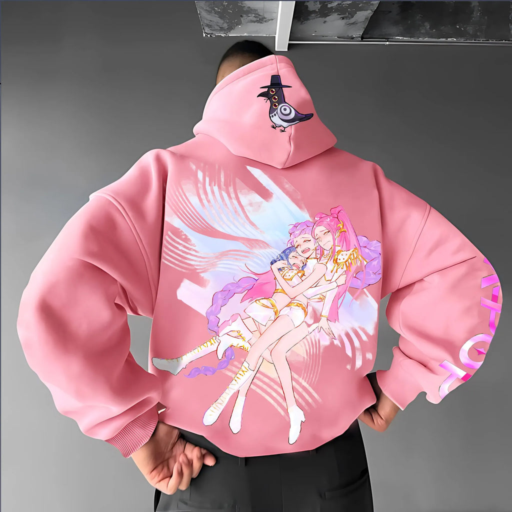Plus Velvet Unisex Anime Graphic Streetwear Vintage Hoodie