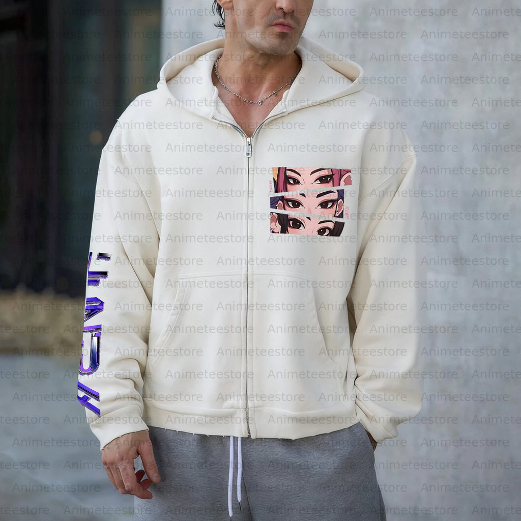 Unisex Graphic Streetwear Vintage Zipper Cardigan Plush Hoodie