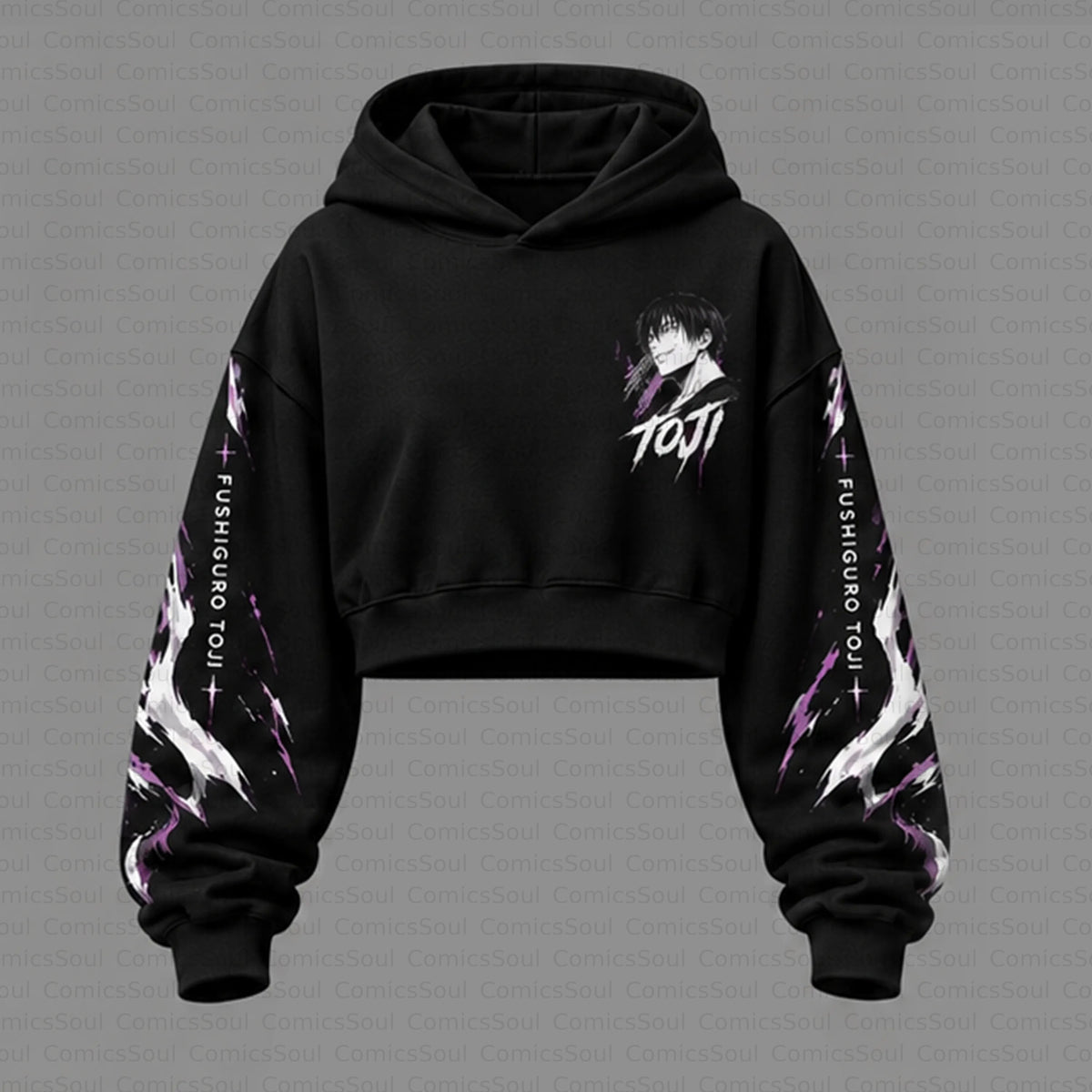 Jujutsu Kaisen Cropped Long Sleeve Hoodie & High Waist Jogger Pants Two Piece