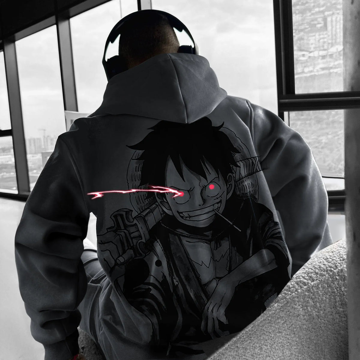 OP-Unisex Oversized Anime Print Hoodie
