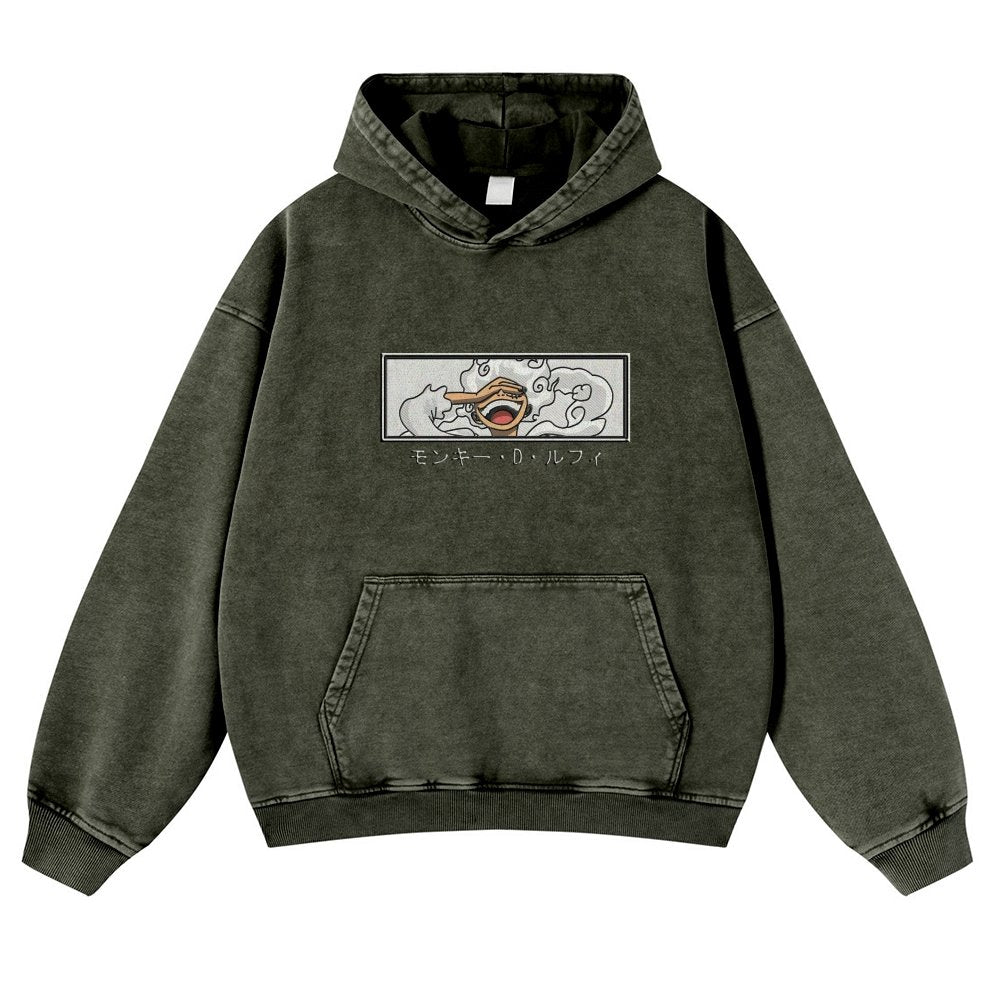 OP-Vintage Washed Luffy Hoodie
