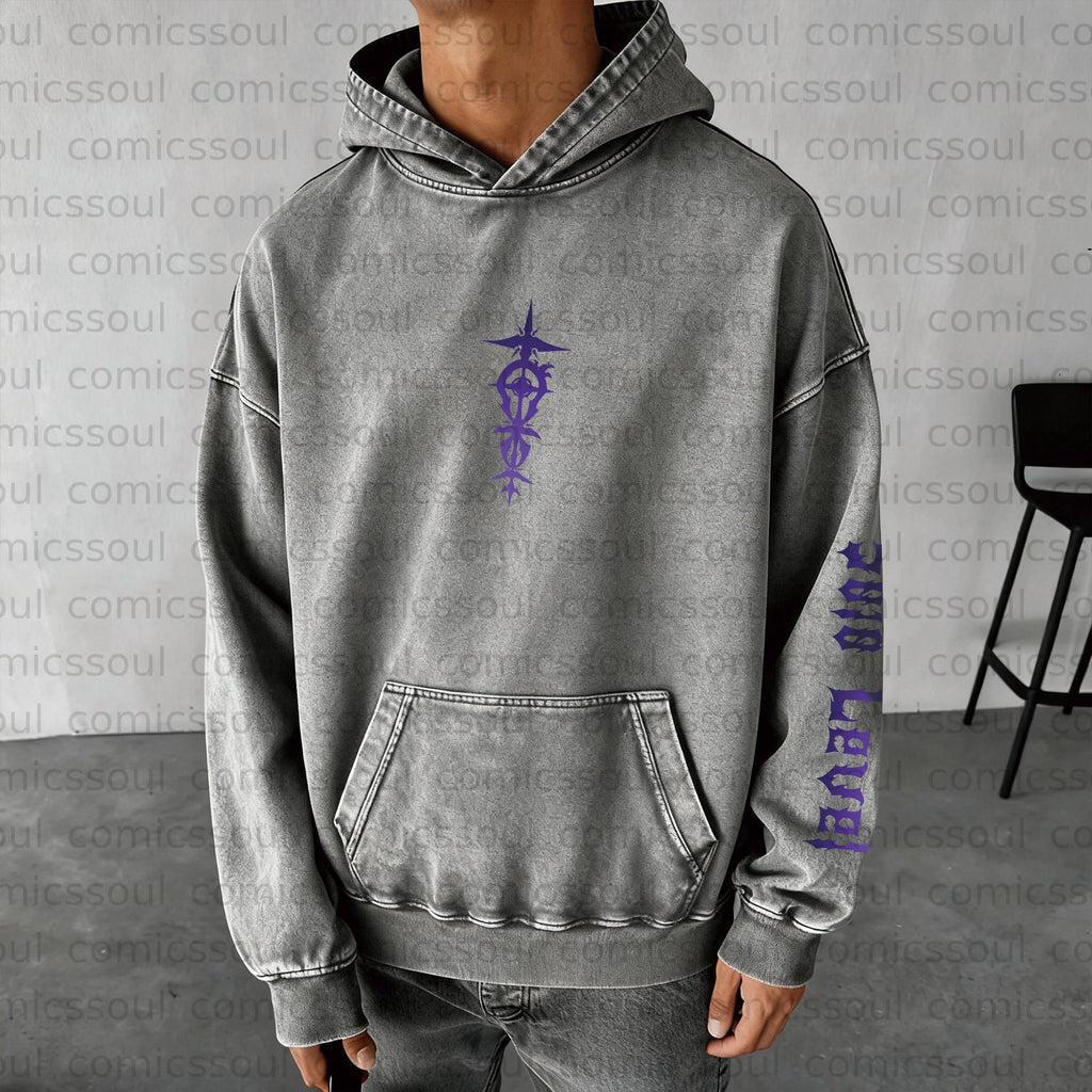 Unisex  Anime Graphic Water wash Streetwear Vintage Hoodie