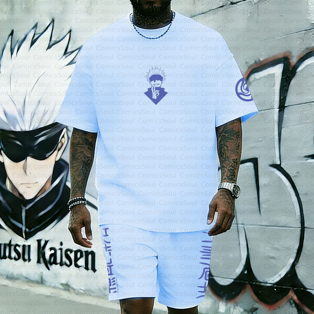 Unisex Anime Inspired Vintage T-shirt& Shorts 2 Pieces Set