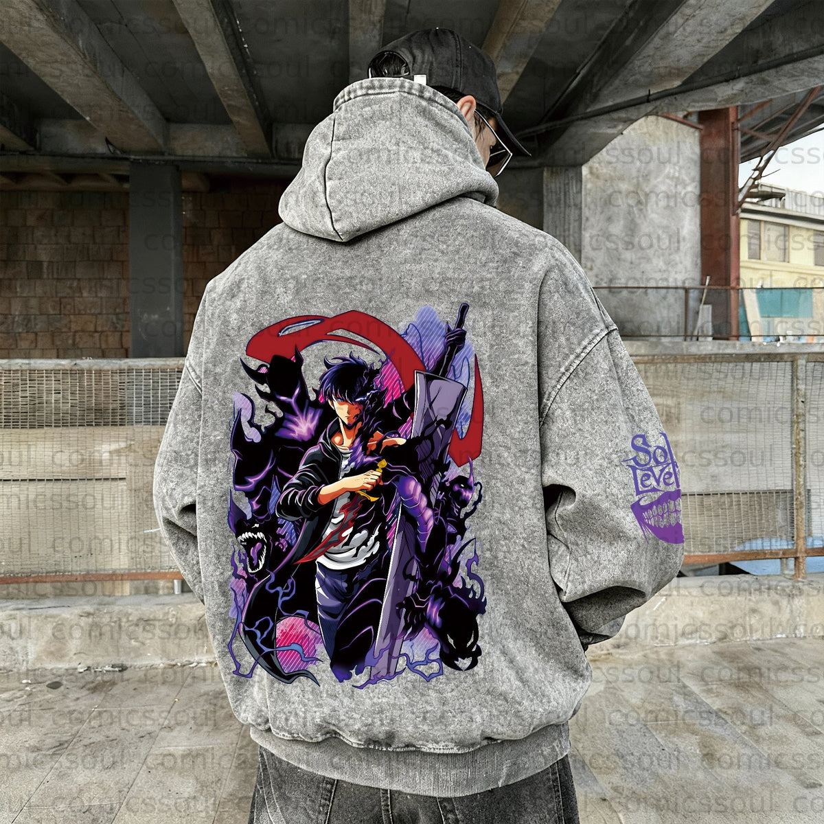 Unisex  Anime Graphic Water wash Streetwear Vintage Hoodie