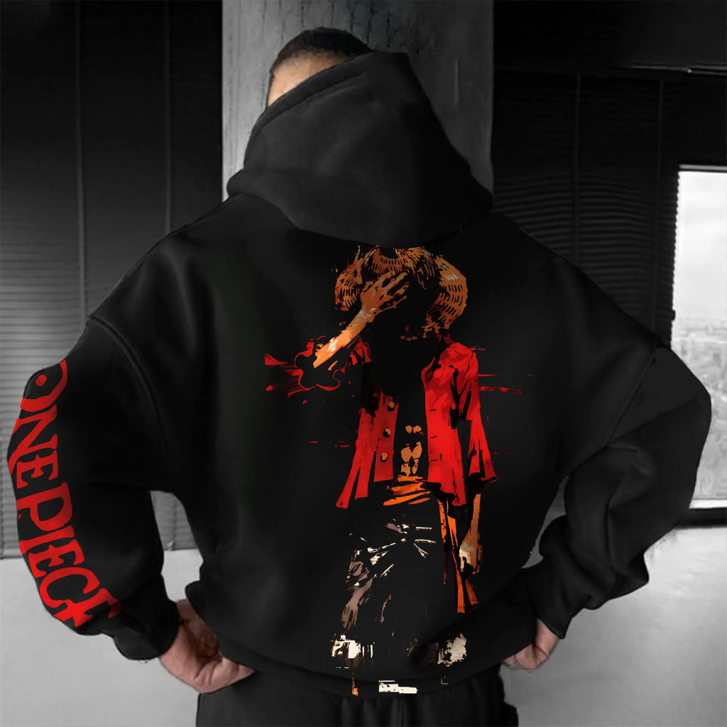OP-Unisex Anime Inspired Vintage Plush Hoodie