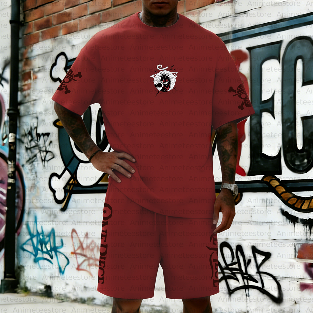 Unisex Anime Inspired Vintage T-shirt& Shorts 2 Pieces Set
