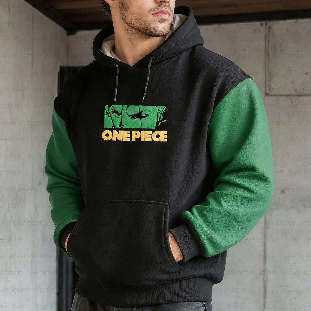 OP-Oversized  Velvet Leather Patchwork Hoodie