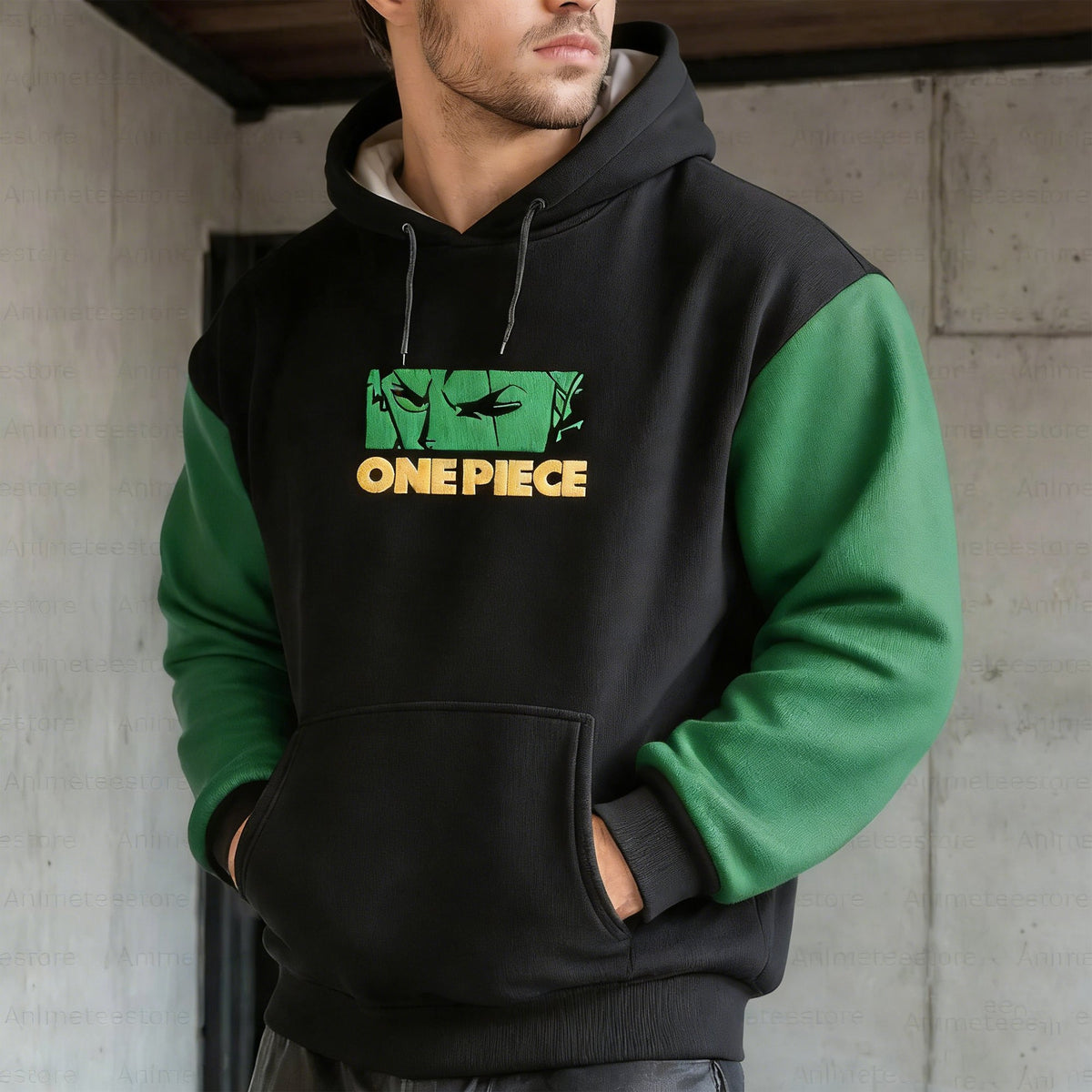 OP-Oversized  Velvet Leather Patchwork Hoodie