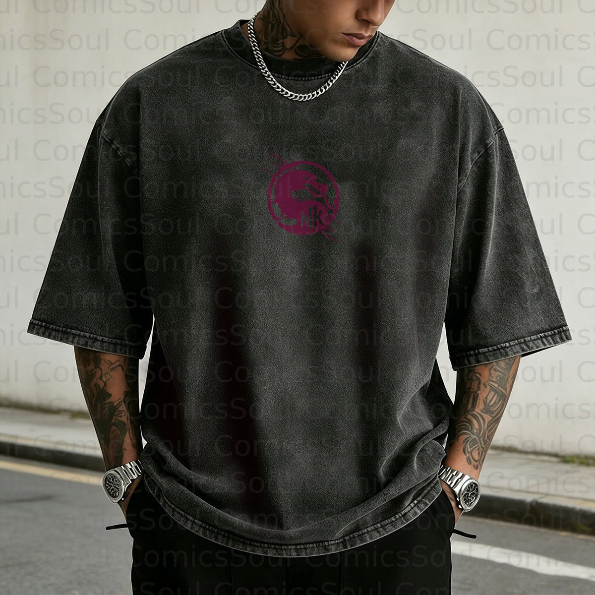 Unisex Anime Inspired Vintage Washed T-Shirt