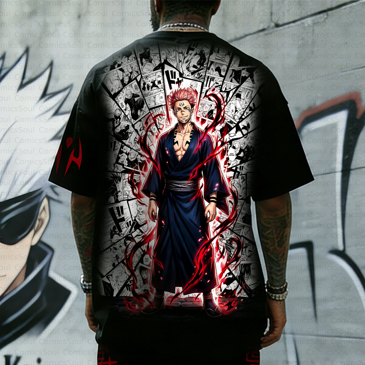 Unisex Anime Inspired Vintage T-shirt& Shorts 2 Pieces Set