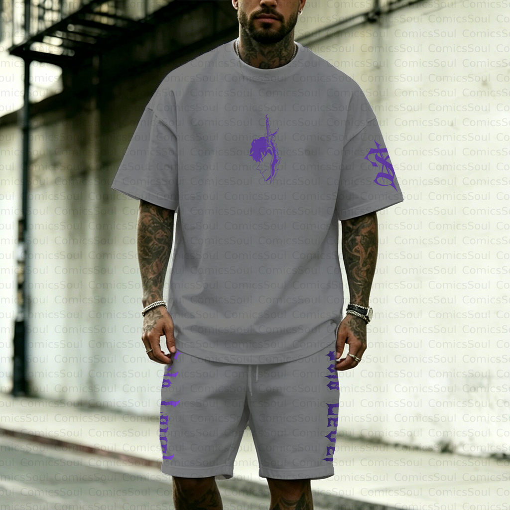 Unisex Anime Inspired Vintage T-shirt& Shorts 2 Pieces Set