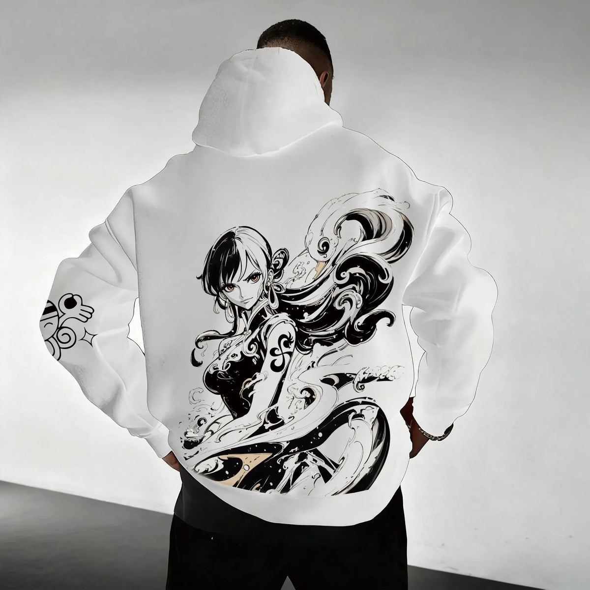 0P-Unisex Anime Graphic Streetwear Vintage Plush Hoodie