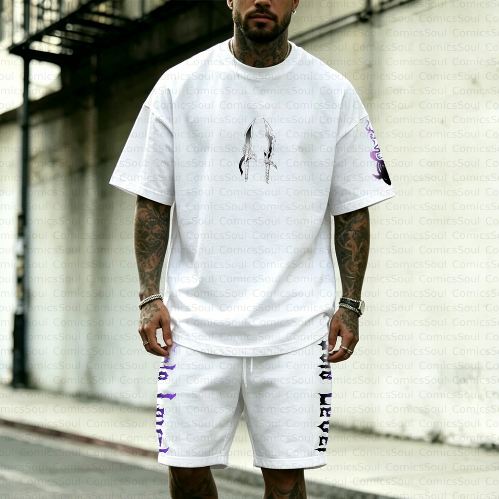 Unisex Anime Inspired Vintage T-shirt& Shorts 2 Pieces Set