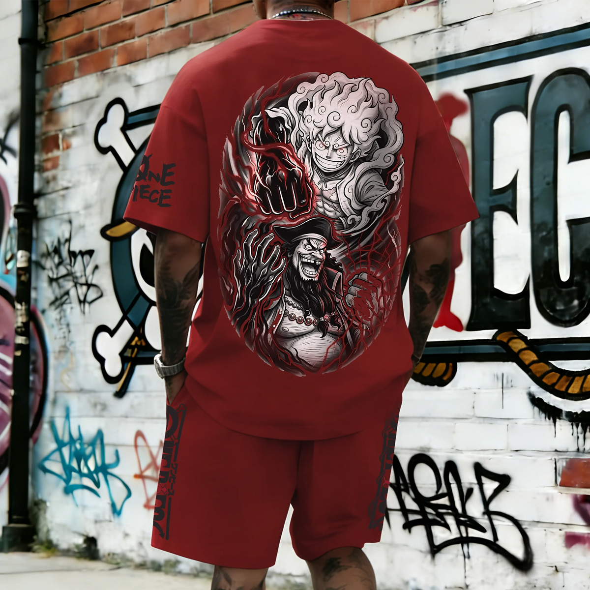 Unisex Anime Inspired Vintage T-shirt& Shorts 2 Pieces Set
