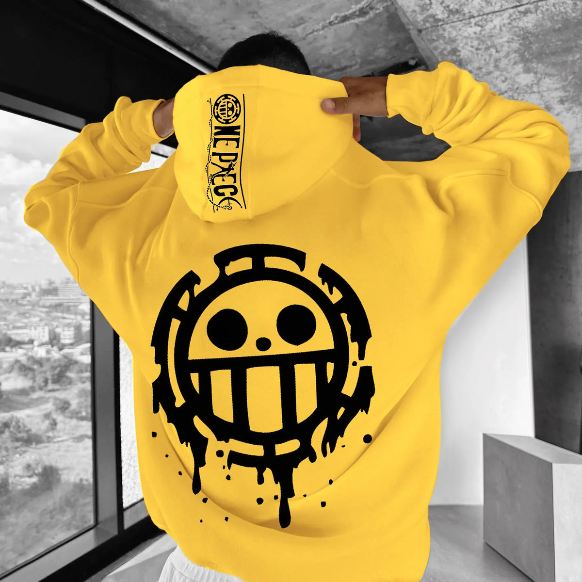 OP-Oversize "anime Print" Print Hoodie